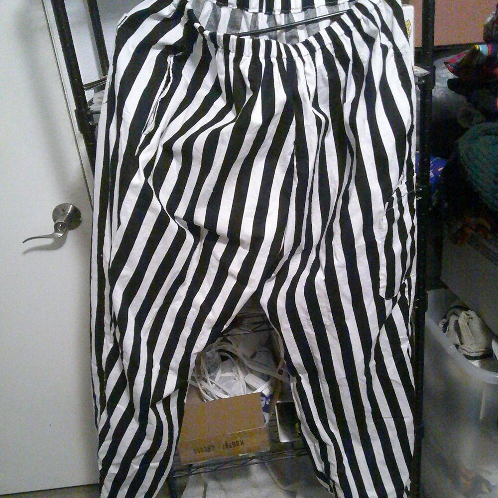 Unisex Large Vertical Striped Elastic Waist Pants-Homemade-Unique!